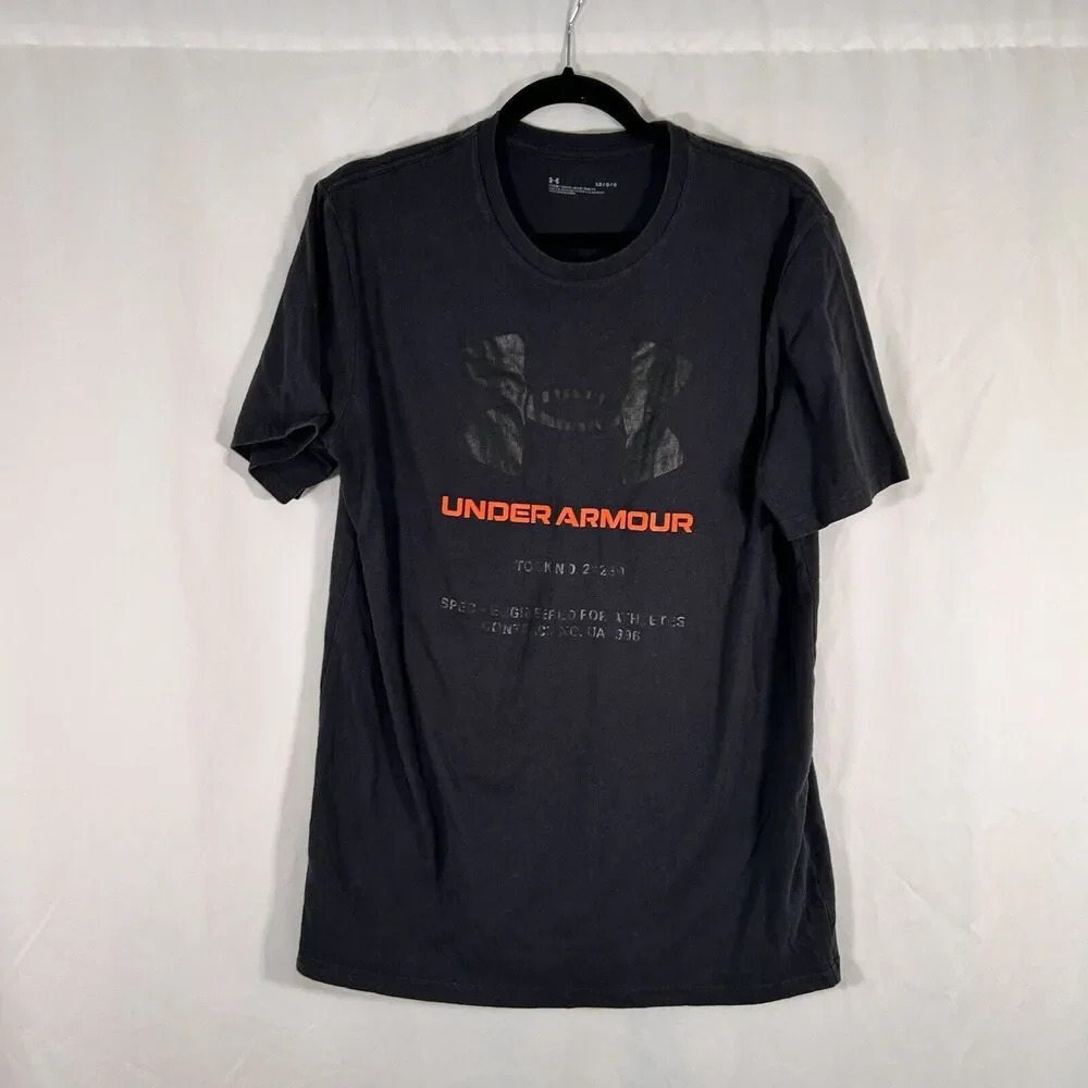 Under Armour Shirt Men's Large Black Graphic Print Short Sleeve 21230 UA1996